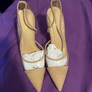 Tan and Clear Pointed Heel